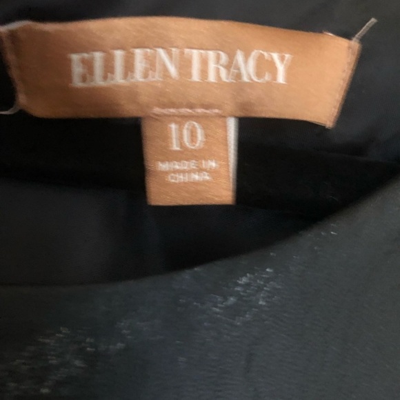 Ellen Tracy  size 10 green metallic thread black faux leather trim back - Picture 7 of 14